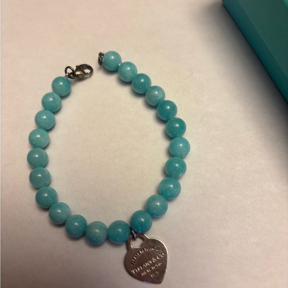 Tiffany & Co. Silver and Blue Bracelet with Heart Charm